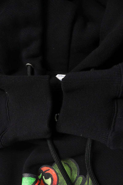 OFF-WHITE Front Print Cotton Hoodie Black Size L