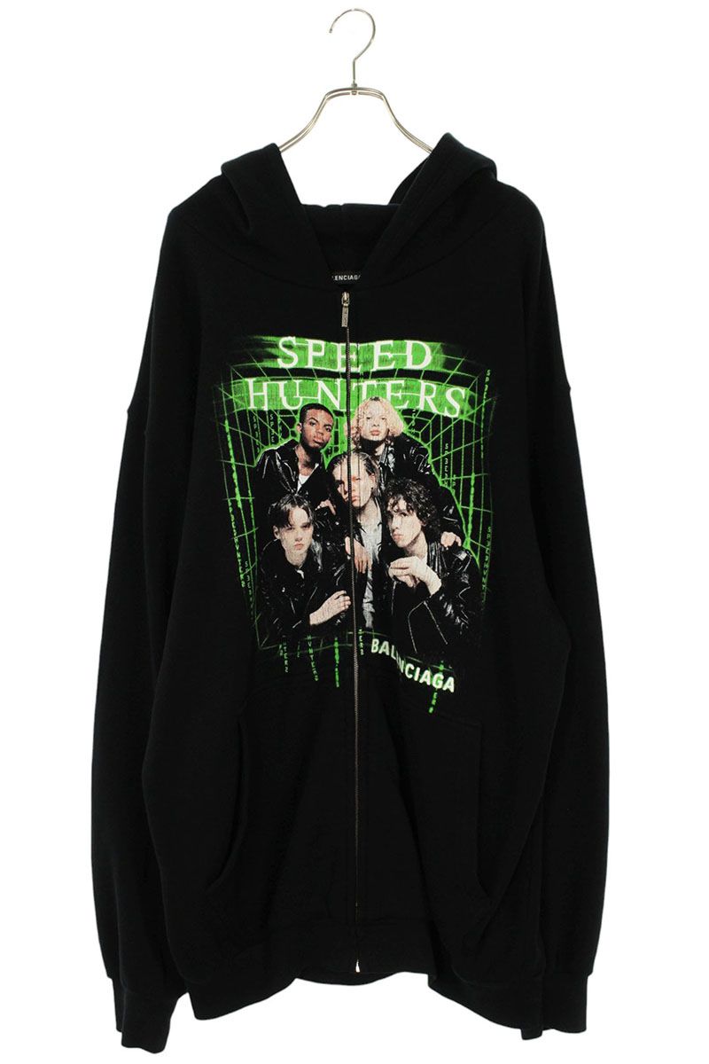 BALENCIAGA Speed Hunter Print Zip Hoodie Black Size S