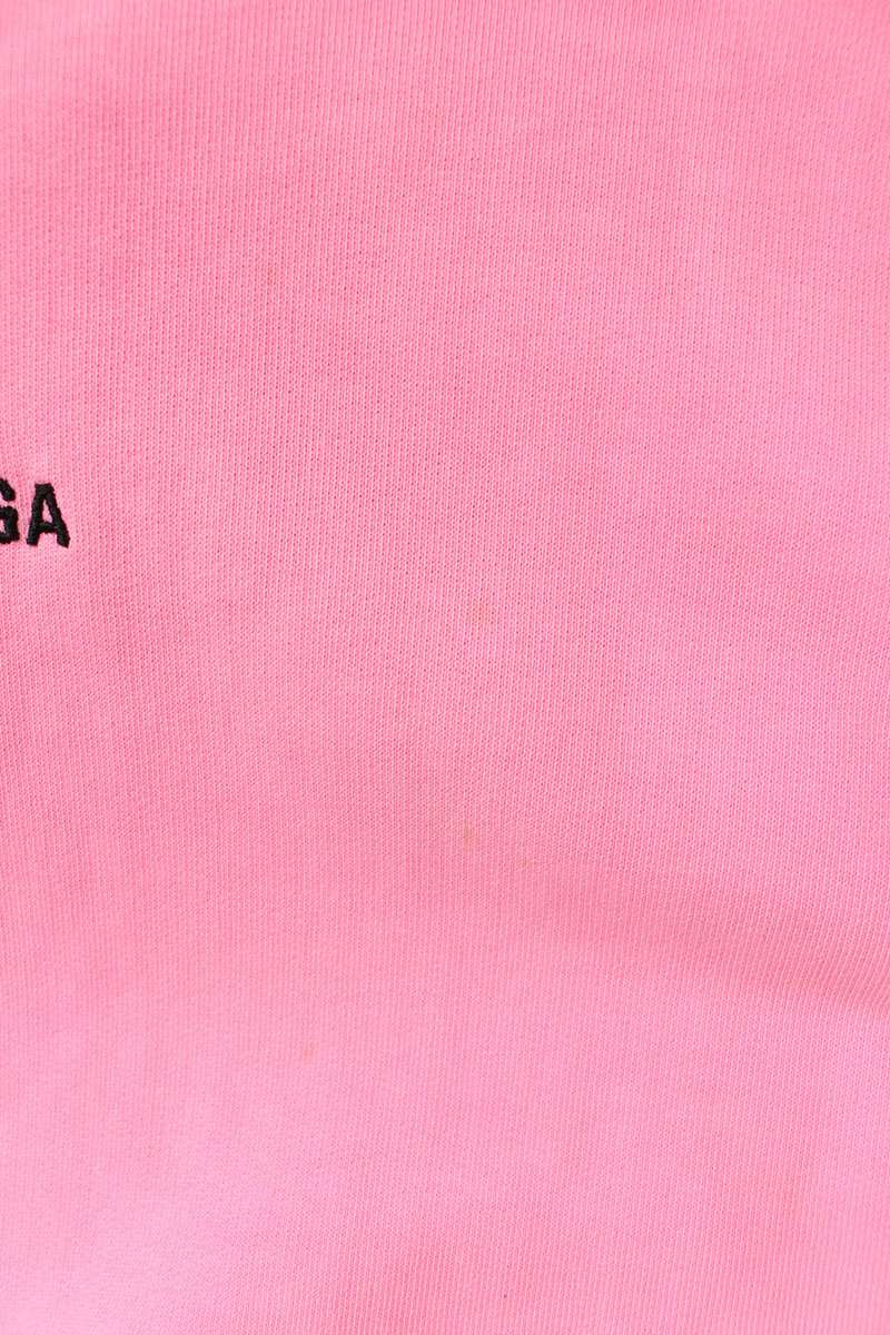 BALENCIAGA Distressed Logo Print Hoodie Pink Size M
