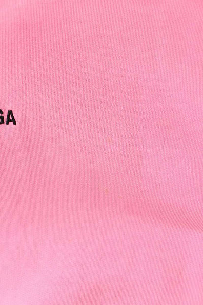 BALENCIAGA Distressed Logo Print Hoodie Pink Size M