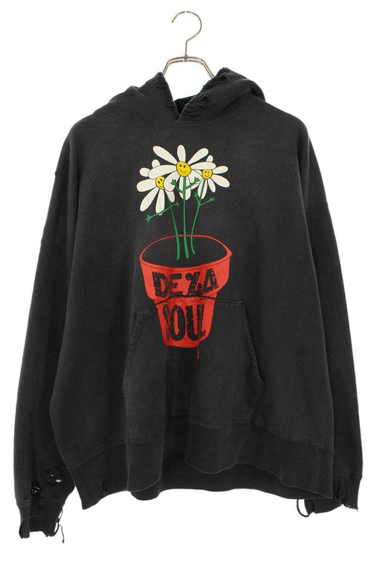 Saint Michael 25SS Vintage Print Hoodie Black Size XL