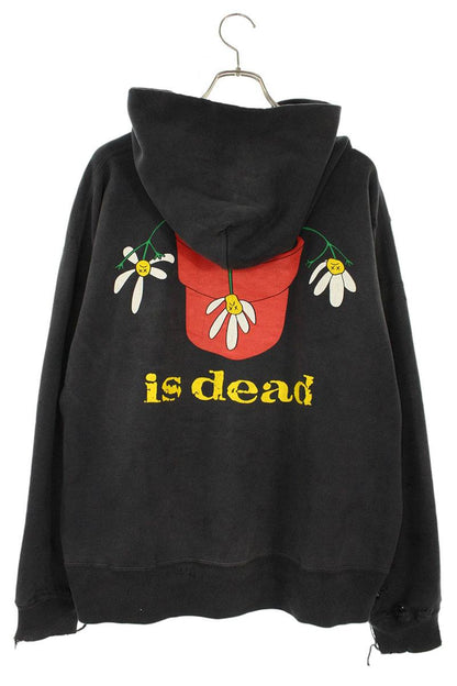 Saint Michael 25SS Vintage Print Hoodie Black Size XL