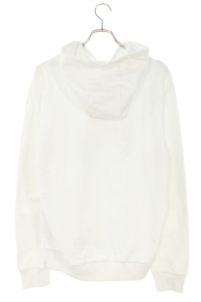 FENDI Logo Print Pullover Hoodie White Size L