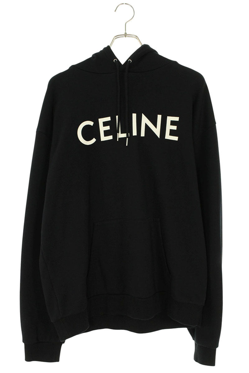 CELINE Classic Logo Loose Pullover Hoodie Black Size XL