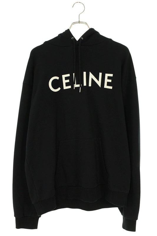 CELINE Classic Logo Loose Pullover Hoodie Black Size XL
