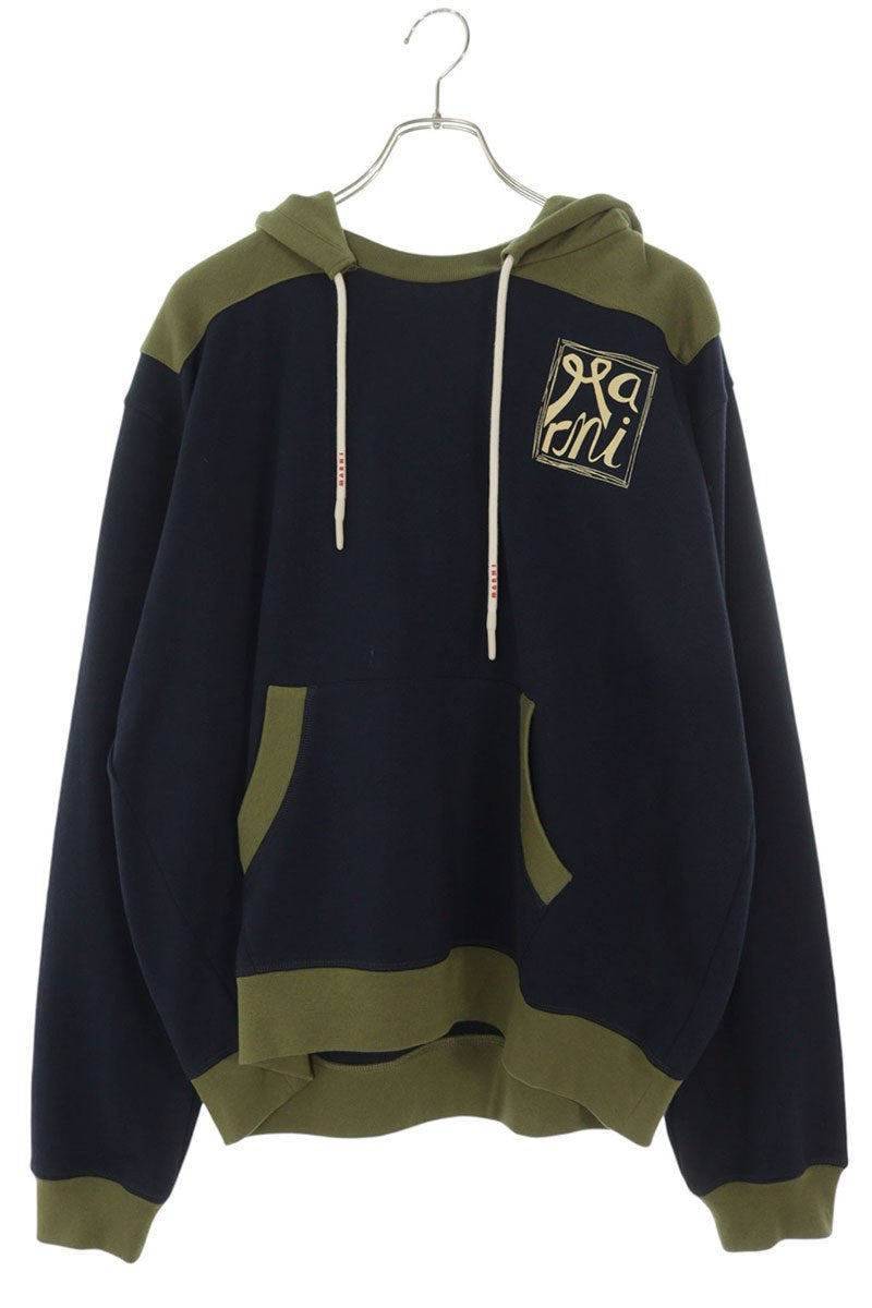 MARNI Logo Print Bicolor Pullover Hoodie Multi Size XL