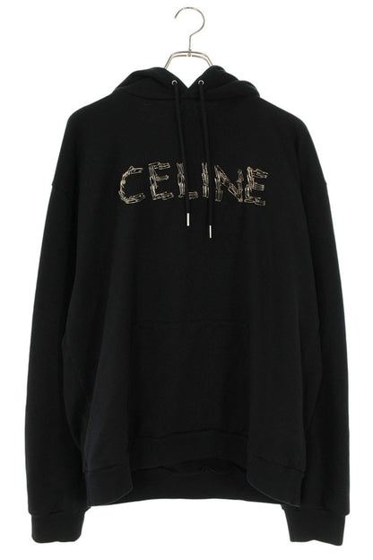 CELINE Pin Logo Pullover Hoodie Black Size XL