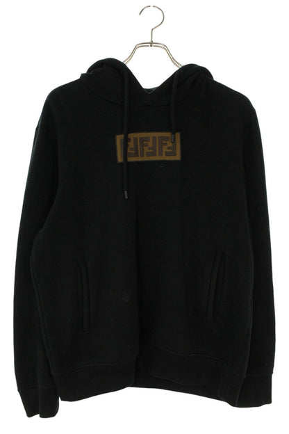 FENDI FF Logo Pullover Hoodie Black Size S