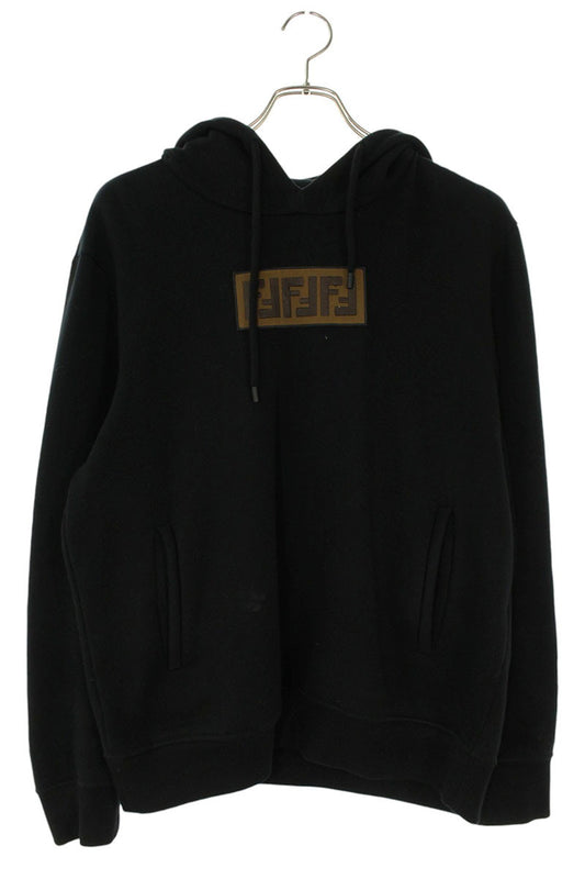FENDI FF Logo Pullover Hoodie Black Size S