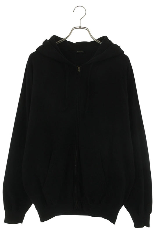 COMOLI SS26 Cotton French Terry Zip Hoodie Black Size L