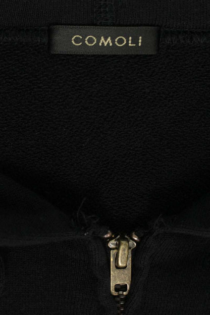 COMOLI SS26 Cotton French Terry Zip Hoodie Black Size L