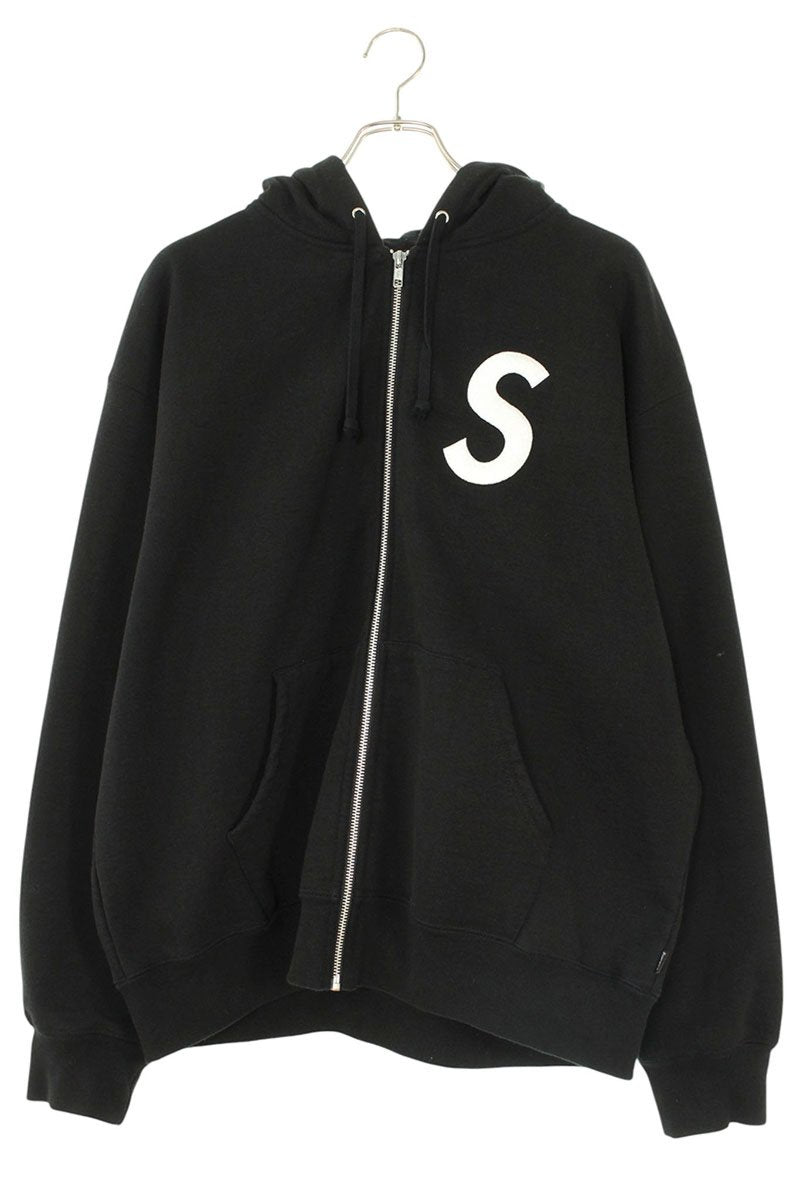 Supreme S Logo Zip Up Hooded Sweatshirt S Black Size L