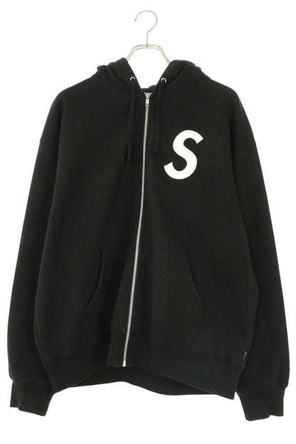 Supreme S Logo Zip Up Hooded Sweatshirt S Black Size L
