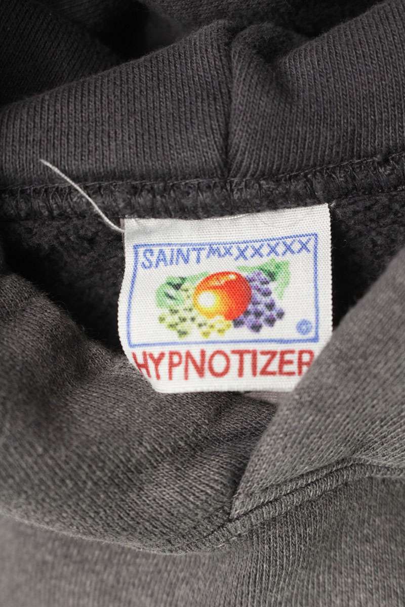 Saint Michael Print Distressed Hoodie Black Size XL