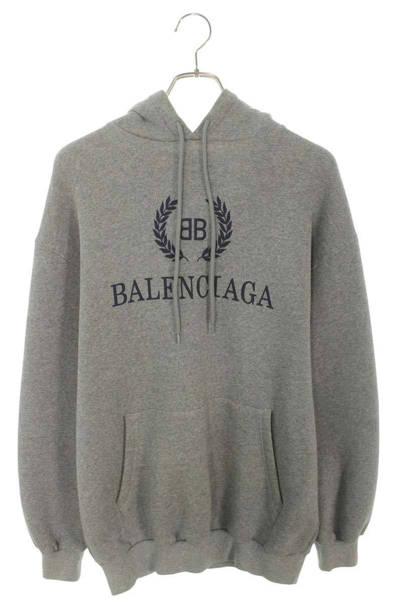 BALENCIAGA BB Logo Emblem Hoodie Gray Size XXS