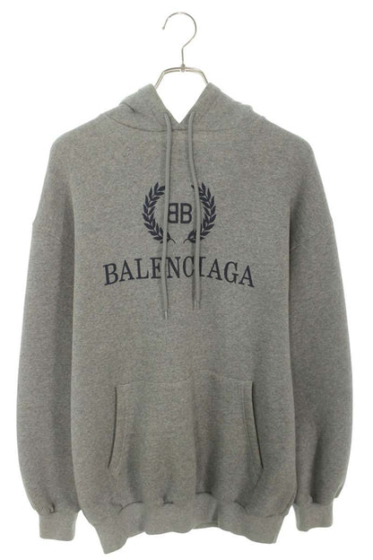 BALENCIAGA BB Logo Emblem Hoodie Gray Size XXS
