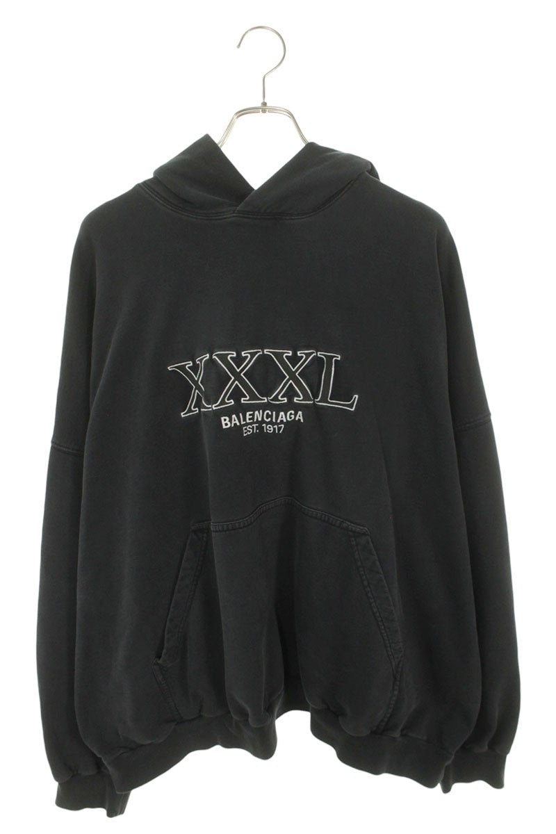 BALENCIAGA XXXL Embroidery Pullover Hoodie Black Size S