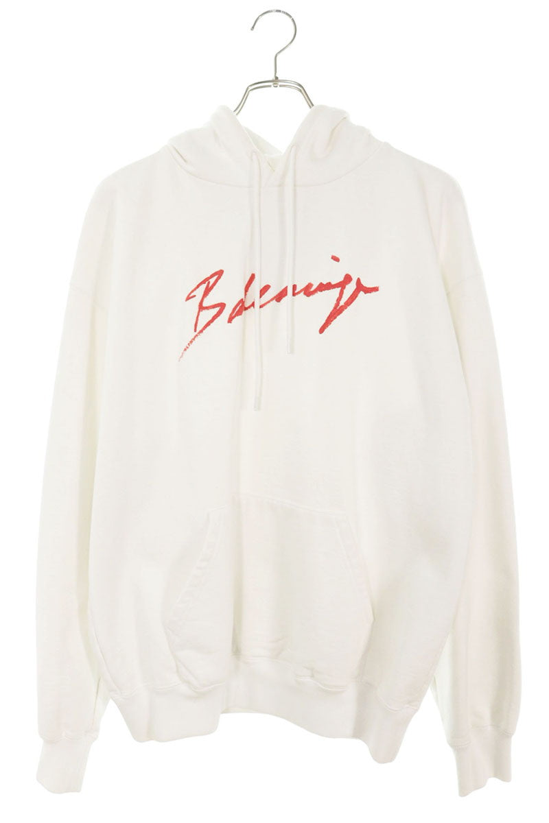 BALENCIAGA Lipstick Logo Hoodie White Size M