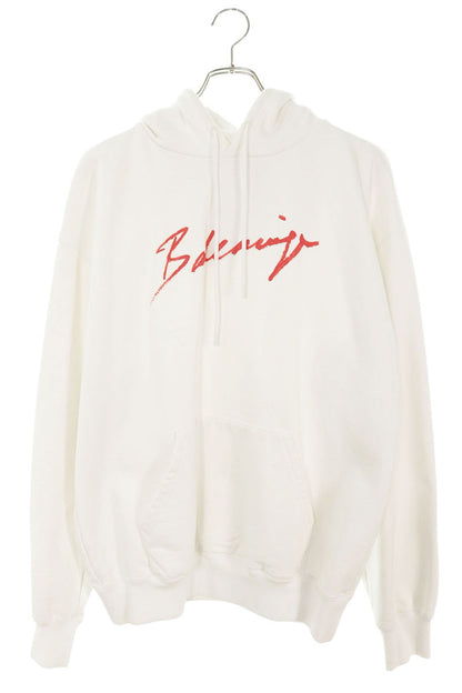 BALENCIAGA Lipstick Logo Hoodie White Size M