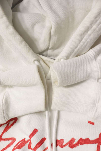 BALENCIAGA Lipstick Logo Hoodie White Size M