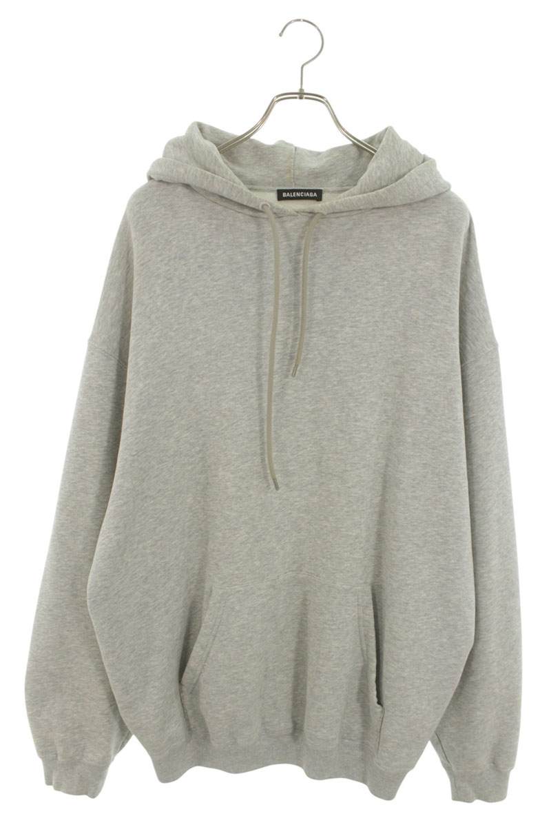 BALENCIAGA Back Logo Embroidery Hoodie Gray Size M