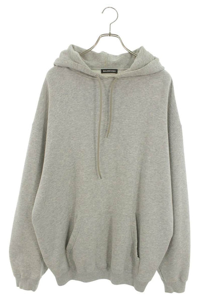BALENCIAGA Back Logo Embroidery Hoodie Gray Size M