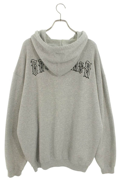 BALENCIAGA Back Logo Embroidery Hoodie Gray Size M