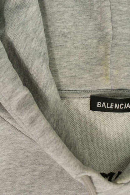 BALENCIAGA Back Logo Embroidery Hoodie Gray Size M