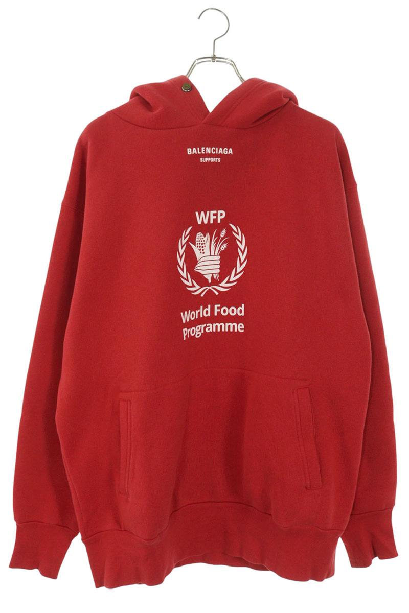 BALENCIAGA WFP Logo Print Pullover Hoodie Red Size S