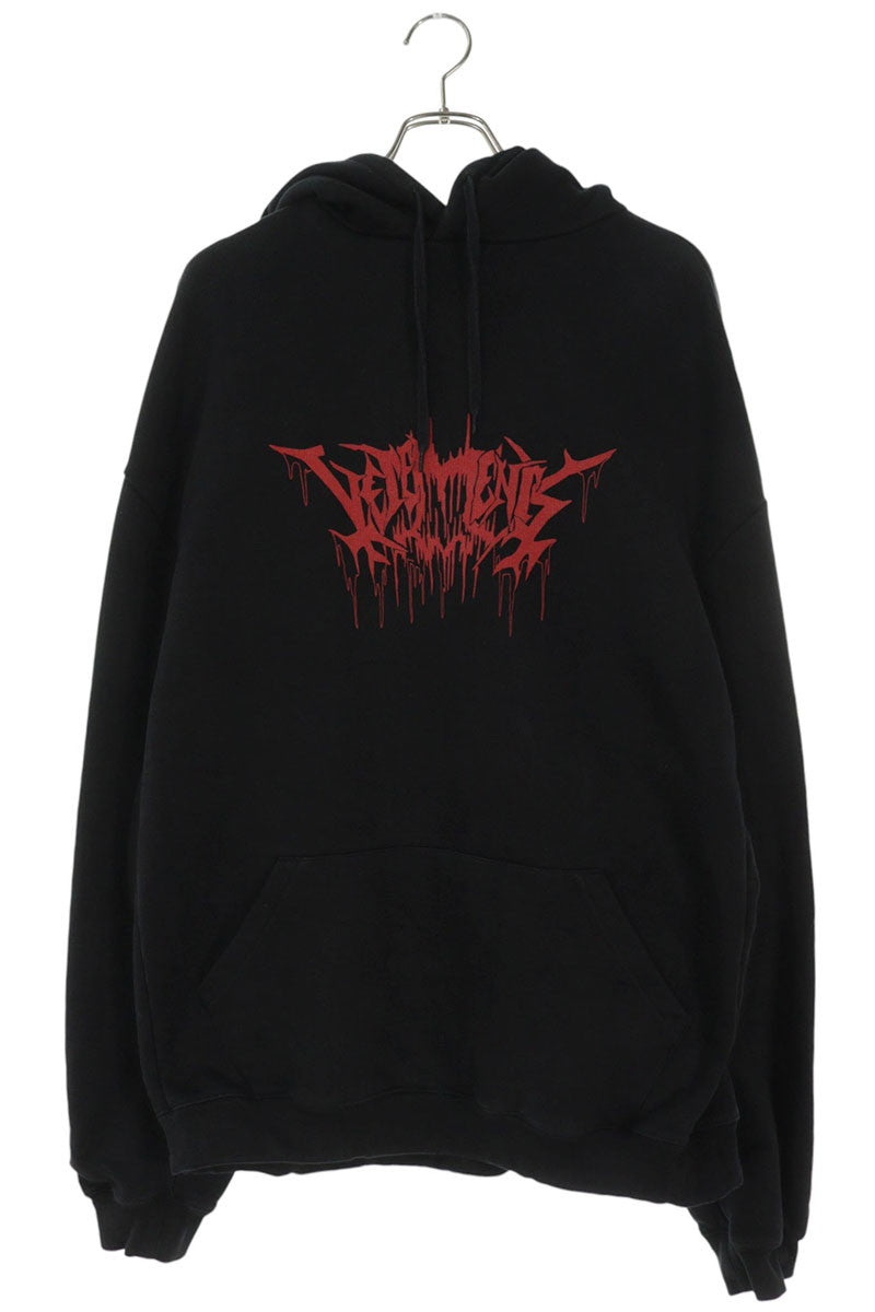 VETEMENTS 17AW Metal Logo Print Hoodie Black Red Size S