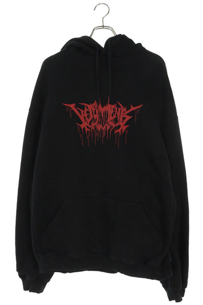 VETEMENTS 17AW Metal Logo Print Hoodie Black Red Size S