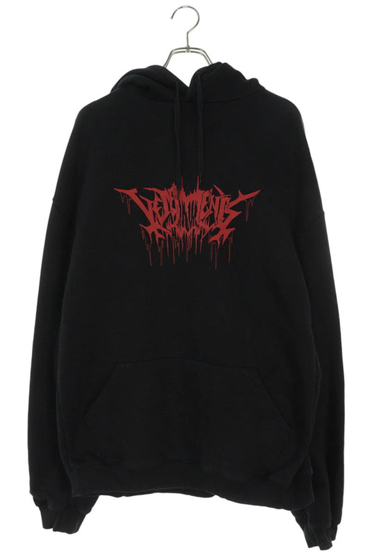 VETEMENTS 17AW Metal Logo Print Hoodie Black Red Size S