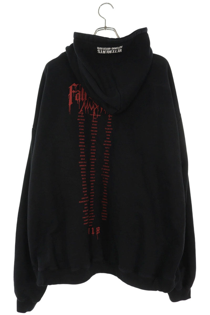 VETEMENTS 17AW Metal Logo Print Hoodie Black Red Size S