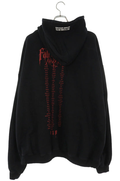 VETEMENTS 17AW Metal Logo Print Hoodie Black Red Size S