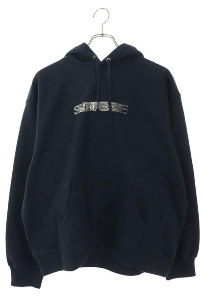 SUPREME Swarovski Motion Logo Hoodie Navy Size M