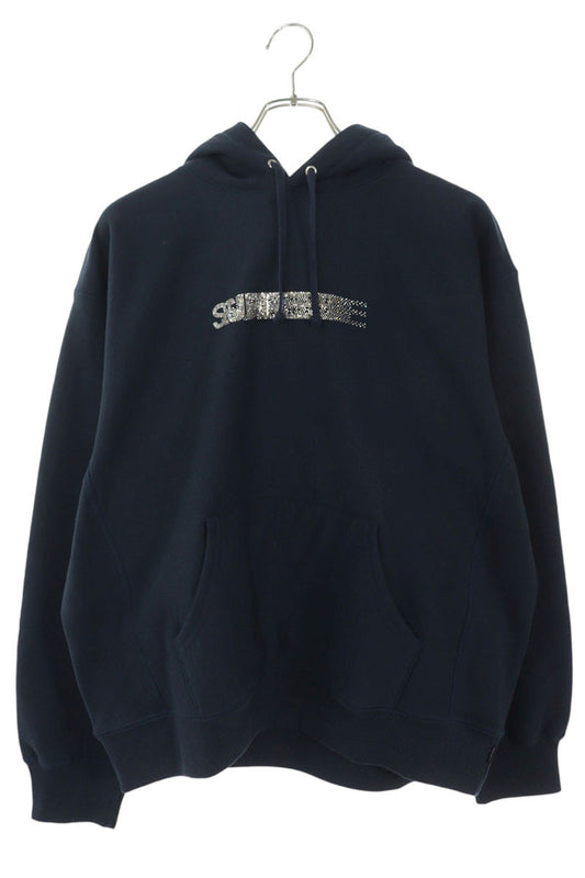 SUPREME Swarovski Motion Logo Hoodie Navy Size M