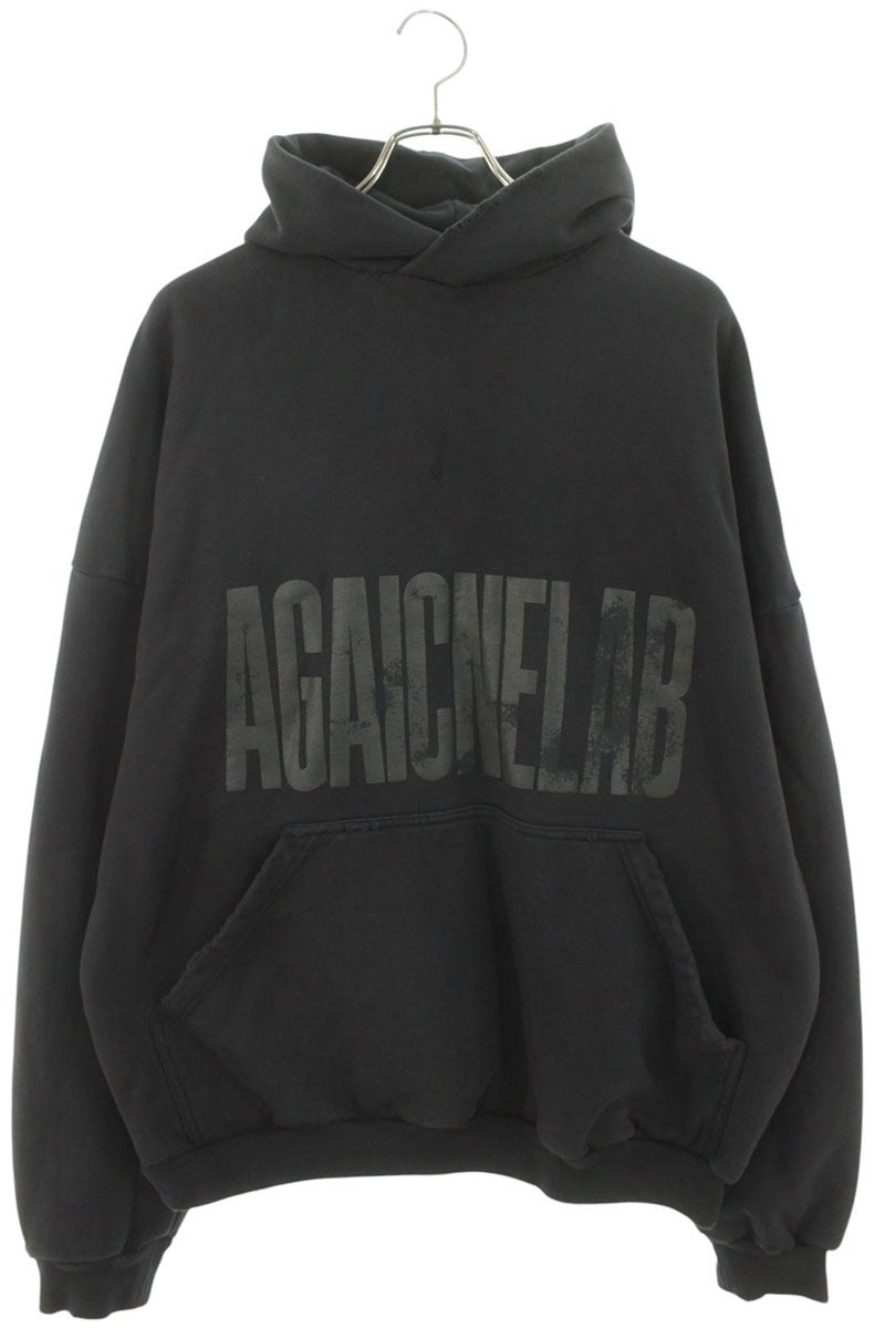 BALENCIAGA Reverse Logo Pullover Hoodie Black Size XXS