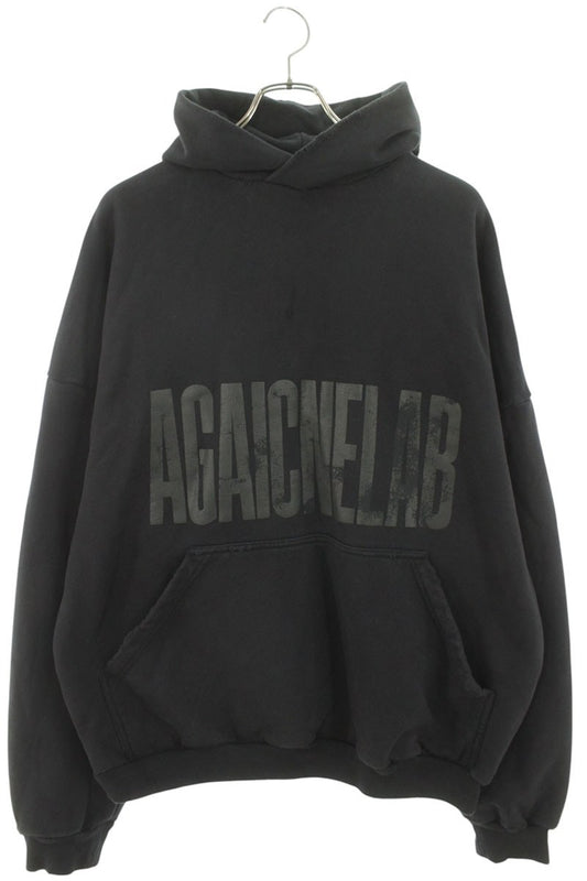 BALENCIAGA Reverse Logo Pullover Hoodie Black Size XXS