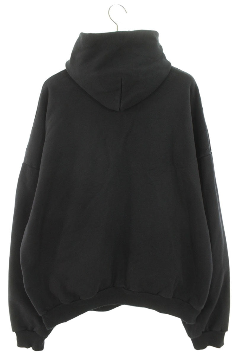BALENCIAGA Reverse Logo Pullover Hoodie Black Size XXS