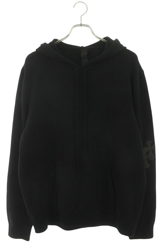 Chrome Hearts CH Cross Leather Patch Cashmere Hoodie Size L