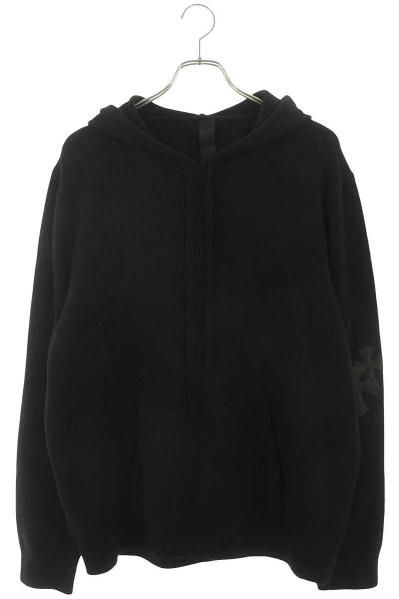 Chrome Hearts CH Cross Leather Patch Cashmere Hoodie Size L