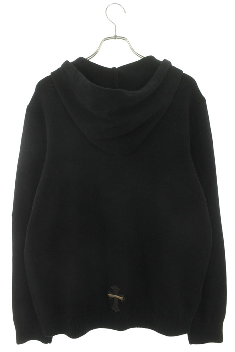 Chrome Hearts CH Cross Leather Patch Cashmere Hoodie Size L