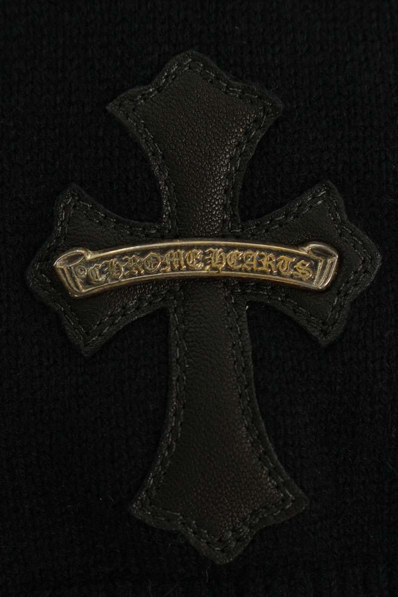 Chrome Hearts CH Cross Leather Patch Cashmere Hoodie Size L