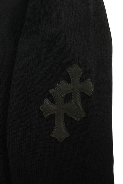 Chrome Hearts CH Cross Leather Patch Cashmere Hoodie Size L