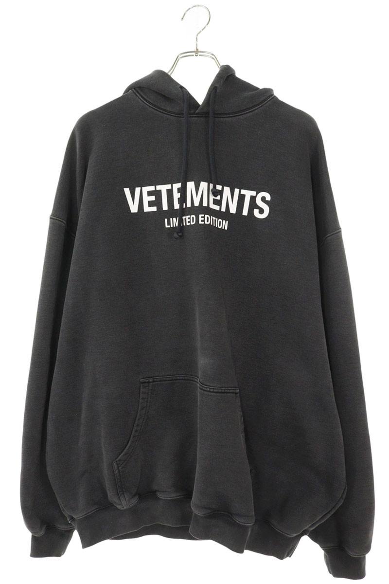VETEMENTS Logo Print Hoodie Black Size XS