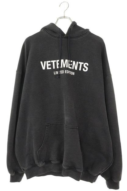 VETEMENTS Logo Print Hoodie Black Size XS