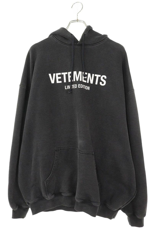 VETEMENTS Logo Print Hoodie Black Size XS