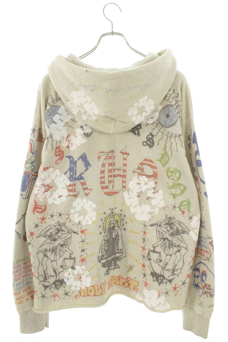 SAINT MICHAEL 22SS Allover Print Hoodie Beige Size L