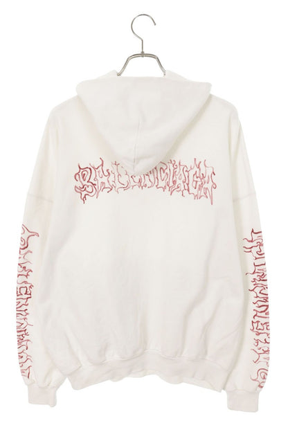 BALENCIAGA Metal Outline Pullover Hoodie White Size XS
