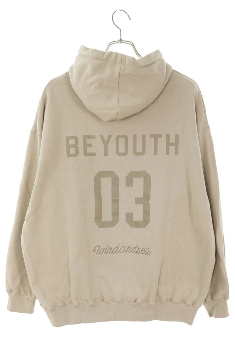WIND AND SEA Back Numbering Print Hoodie Beige Size L